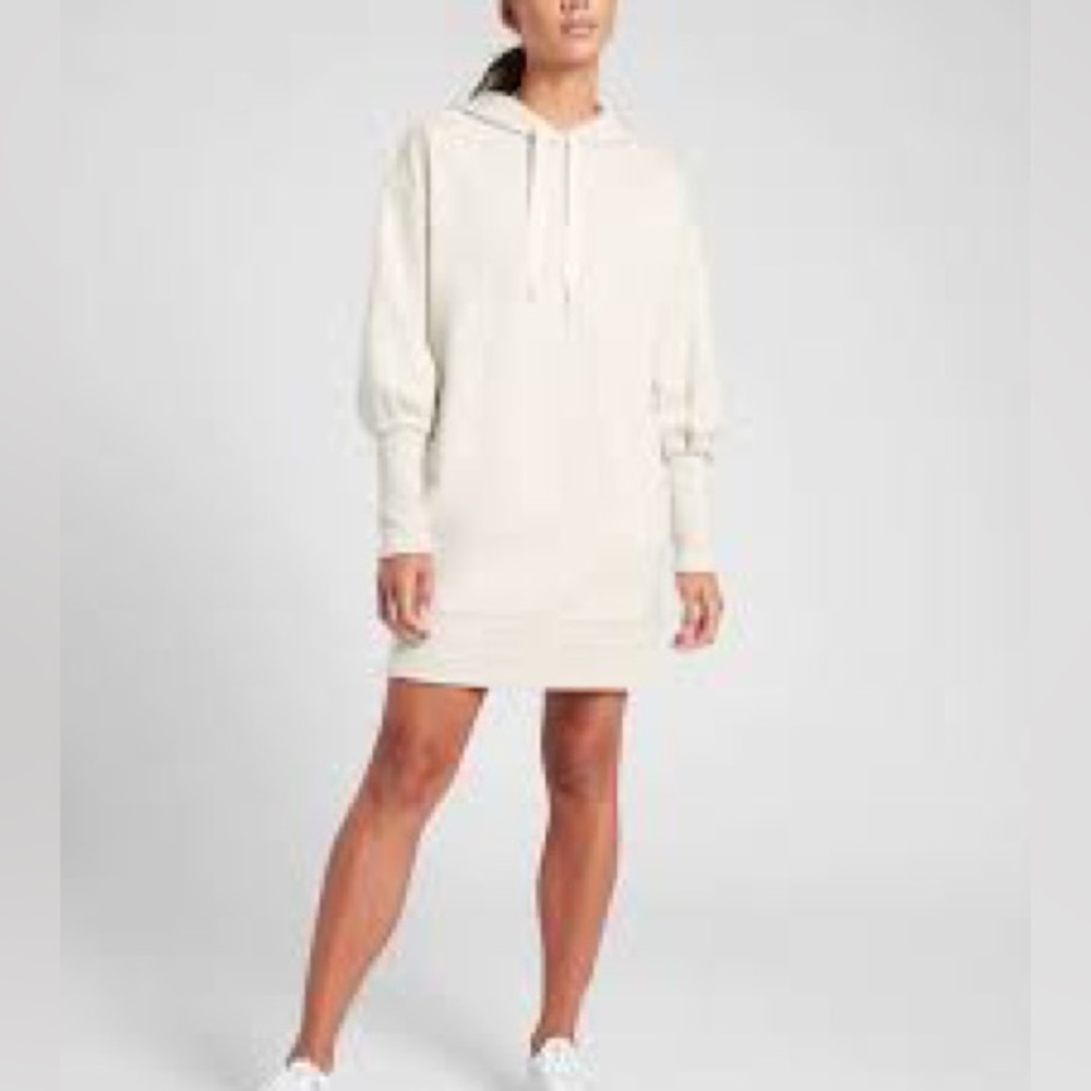 ATHLETA Mala hoodie sweatshirt dress, oatmeal Heather XL